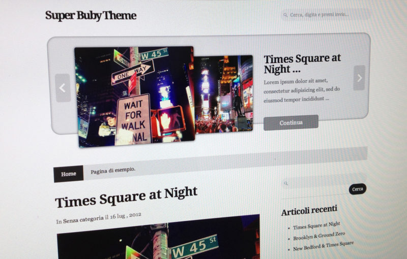 Super Buby Theme, tema WordPress con Slider di immagini e testi in HTML5