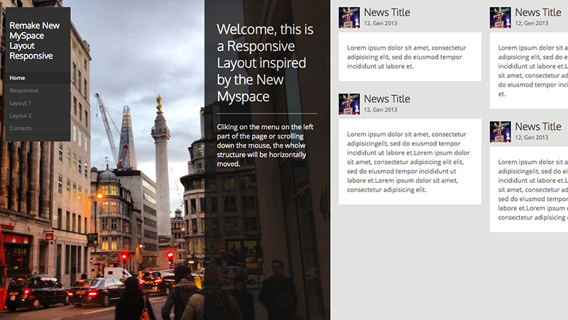 New My Space horizontal scroll layout with Jquery