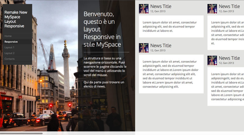 Ricreare l’Horizontal scroll layout del NewMyspace