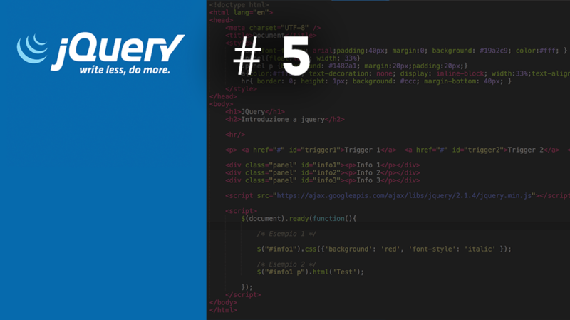 Guida Jquery Base: #5 Esempi pratici di jQuery in pagine Web con un Tab Layout